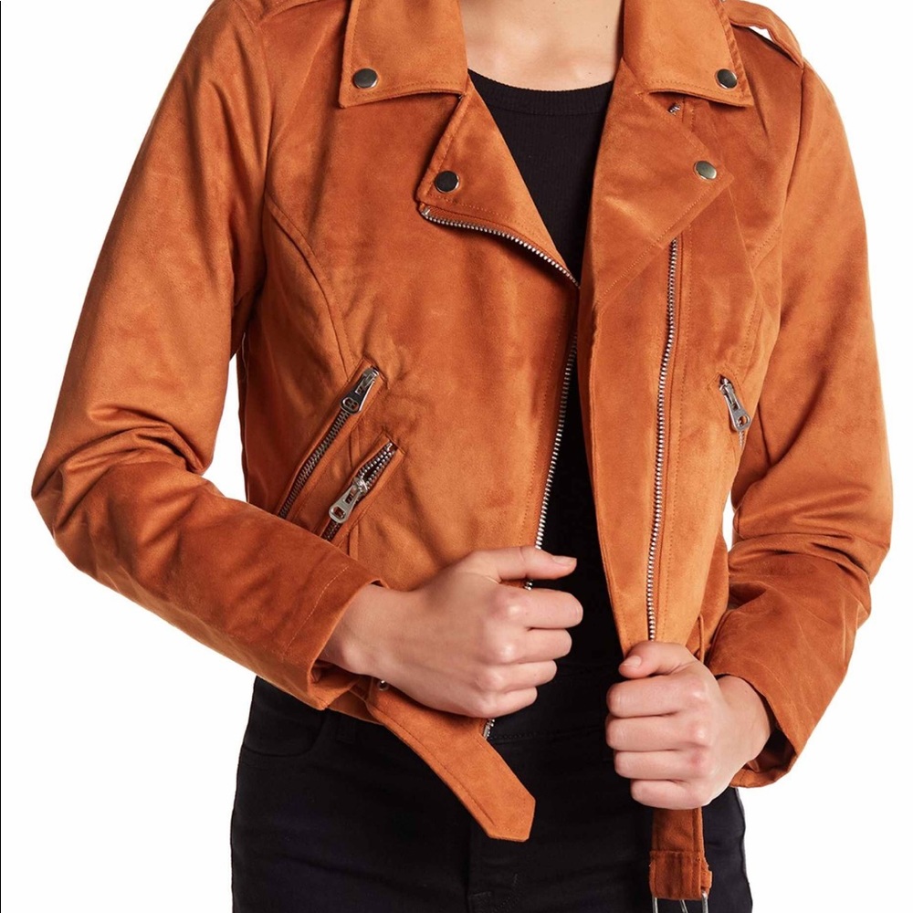 Faux suede moto jacket